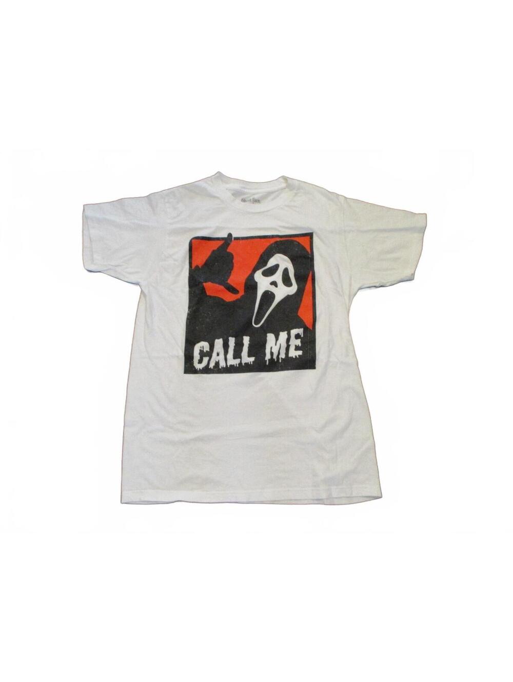 Ghost Face Call Me Graphic T-Shirt Medium White Halloween Horror Movie
